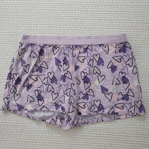 Joyspun Lavender Heart Print Pajama Sleep Shorts Soft Lounge Plus Size 3X